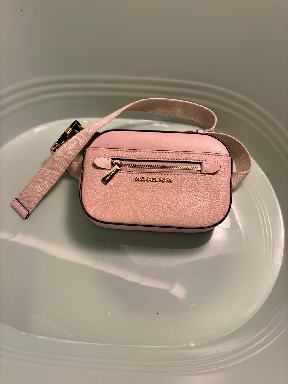 Michael Kors Blush Pink Pebbled Leather Crossbody Belt Bag